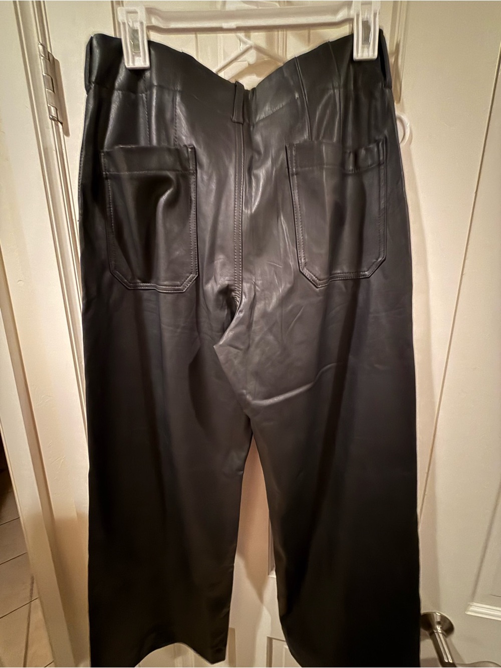 NWT Maeve Colette Full Length Black Faux Leather Wide-Leg Pants Size 30 - Picture 5 of 6